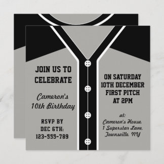 Baseball Jersey Themed Party Invites Template