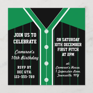 Baseball Jersey Themed Party Invites Template