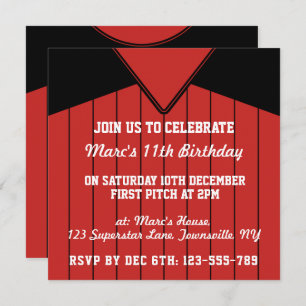 Baseball Jersey Themed Party Invites Template
