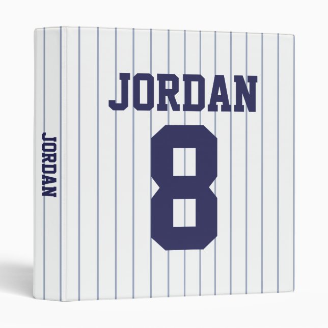 Baseball Jersey with Custom Name and Number 3 Ring Binder (Front/Spine)