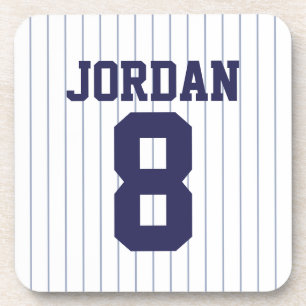Baseball Jersey with Custom Name and Number Beverage Coaster