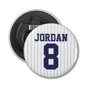 Baseball Jersey with Custom Name and Number Bottle Opener
