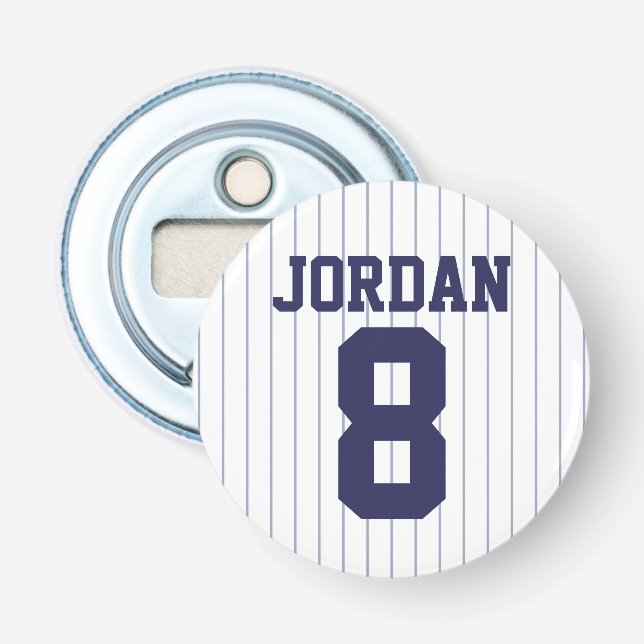 Baseball Jersey with Custom Name and Number Bottle Opener (Front)