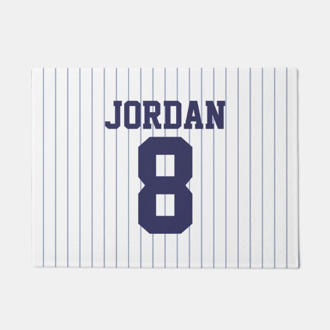 Baseball Jersey with Custom Name and Number Doormat (Front)