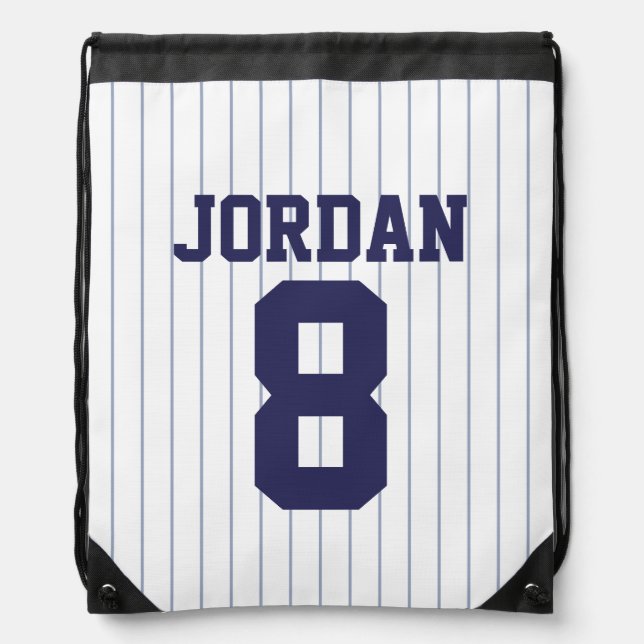 Baseball Jersey with Custom Name and Number Drawstring Bag (Front)