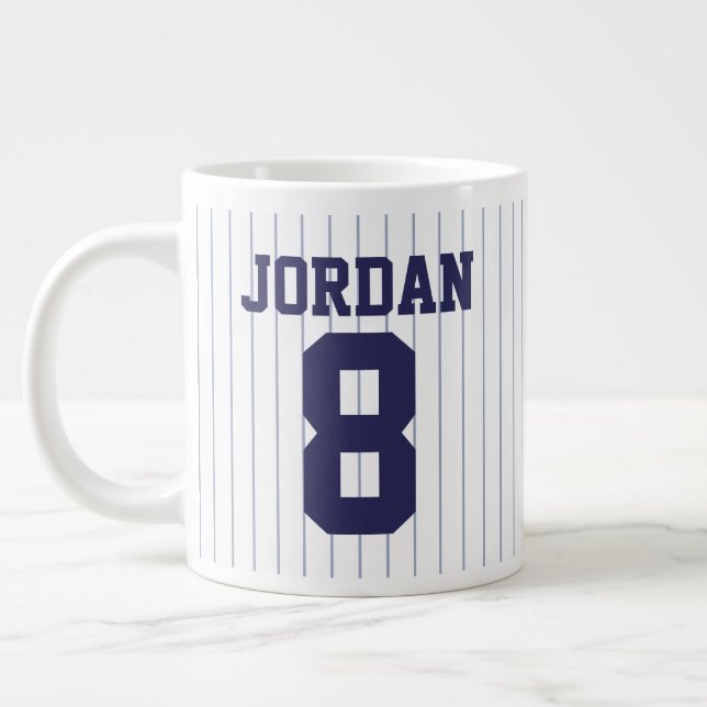 Baseball Jersey with Custom Name and Number Giant Coffee Mug (Left)