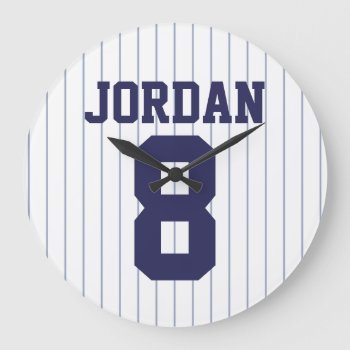 Baseball Jersey With Custom Name And Number Large Clock by chingchingstudio at Zazzle