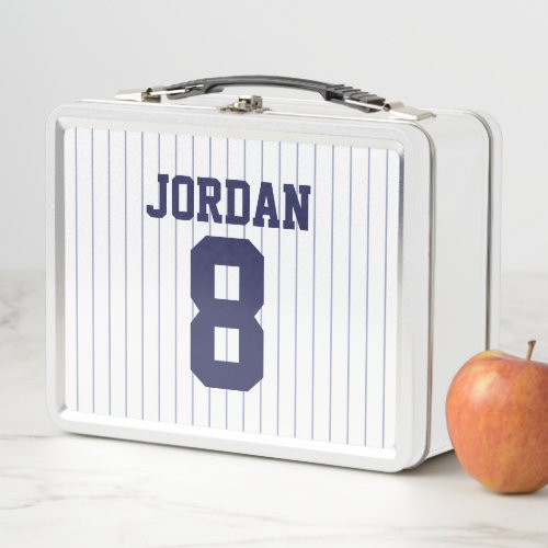 Baseball Jersey with Custom Name and Number Metal Lunch Box