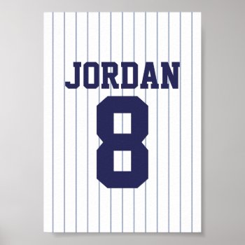 Baseball Jersey With Custom Name And Number Poster by chingchingstudio at Zazzle