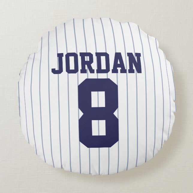 Baseball Jersey with Custom Name and Number Round Pillow (Front)