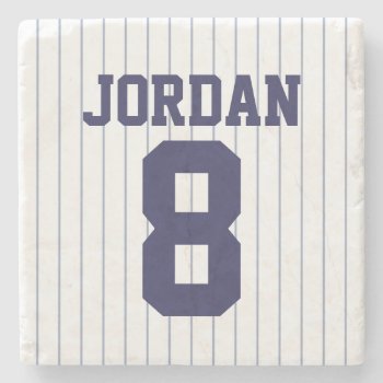 Baseball Jersey With Custom Name And Number Stone Coaster by chingchingstudio at Zazzle