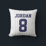 Baseball Jersey with Number Throw Pillow<br><div class="desc">Baseball Jersey with Number Gift.
Perfect gift for baseball players.

Click on the customize it button to personalize the design by choosing the background color you like and even add your own text.</div>