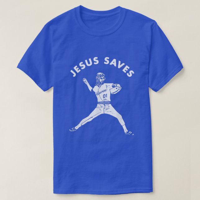 Baseball Jesus Saves T-Shirt (Design Front)