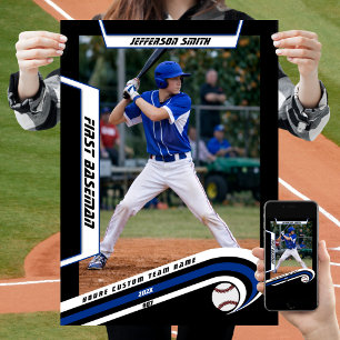 Baseball Keepsakes in Lively Blue Black Custom Poster