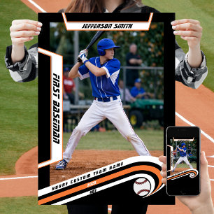 Baseball Keepsakes in Lively Orange Black Custom Poster