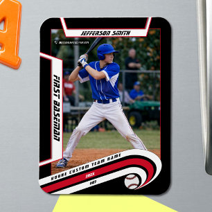 Baseball Keepsakes Lively Red Black Custom Magnet