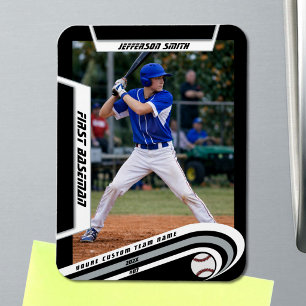 Baseball Keepsakes Lively Silver Black Custom Magnet