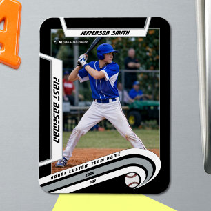 Baseball Keepsakes Lively Silver Black Custom Magnet