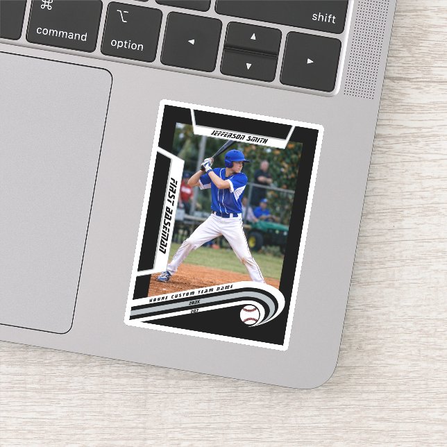Baseball Keepsakes Lively Silver Black Custom  Sticker (Detail)