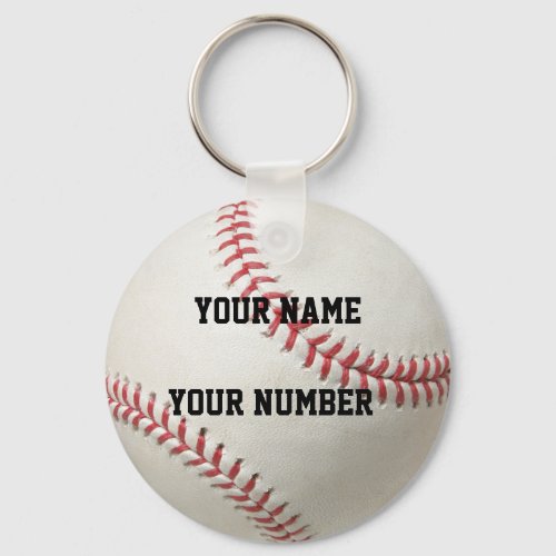 Baseball Keychain ID Tag YOUR NAME  Number