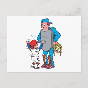 baseball kid arguing with the umpire postcard