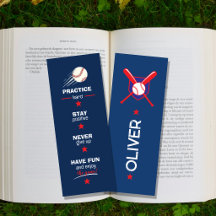 Baseball Kid Motivational Bookmark Young Baseball