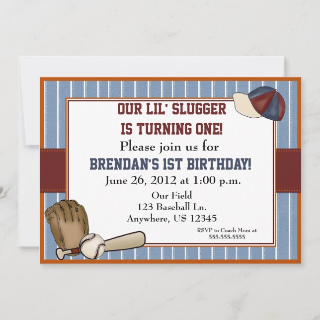 Baseball Kids Birthday Invitation (Front)
