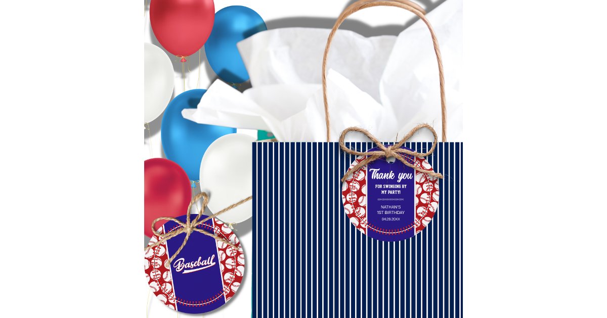 Baseball Kid's Birthday Party Thank You Favor Tags | Zazzle