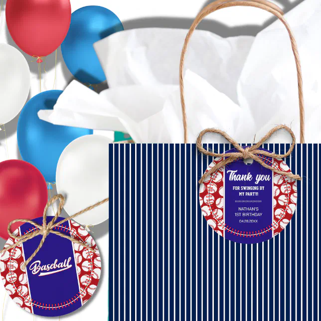 Baseball Kid's Birthday Party Thank You Favor Tags | Zazzle
