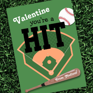 Baseball Kids Classroom Valentine Holiday Card