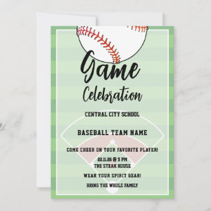 Baseball Kids Final Game School Celebration Invitation