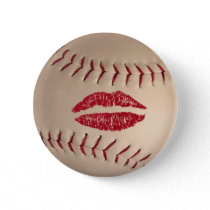 baseball kiss  badge pinback button