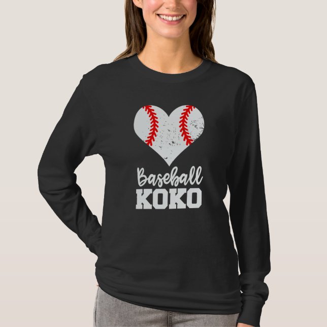 Baseball Koko Baseball Heart Grandma Koko T-Shirt (Front)