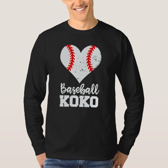 Baseball Koko Baseball Heart Grandma Koko T-Shirt (Front)