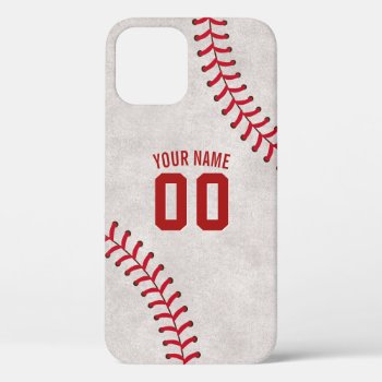 Baseball Lace Sport Theme Custom Name Iphone 12 Case by caseplus at Zazzle