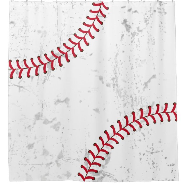 Baseball Lace Sports Theme Grunge Background Shower Curtain (Front)