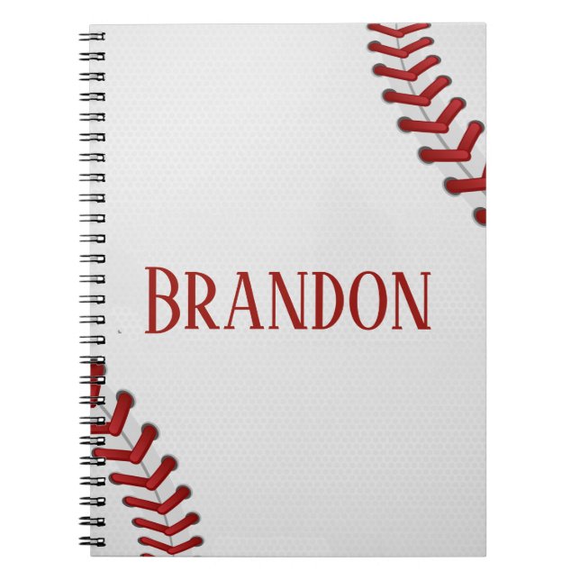 Baseball Laces Bases Ball Red White Game Name Notebook (Front)