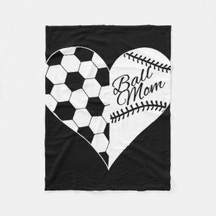 Baseball Laces Soccer Ball Pattern Heart Ball Mom Fleece Blanket