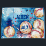 Baseball large gift bag<br><div class="desc">Cute Baseball Game Day Sports Theme gift bag - Great for baseball players and fans on their birthdays.
Customize the name and number.</div>