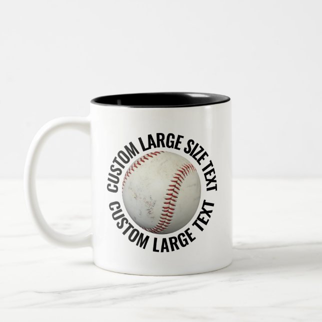 Baseball & Large Text BLACK 11oz Custom Two-Tone Coffee Mug (Left)