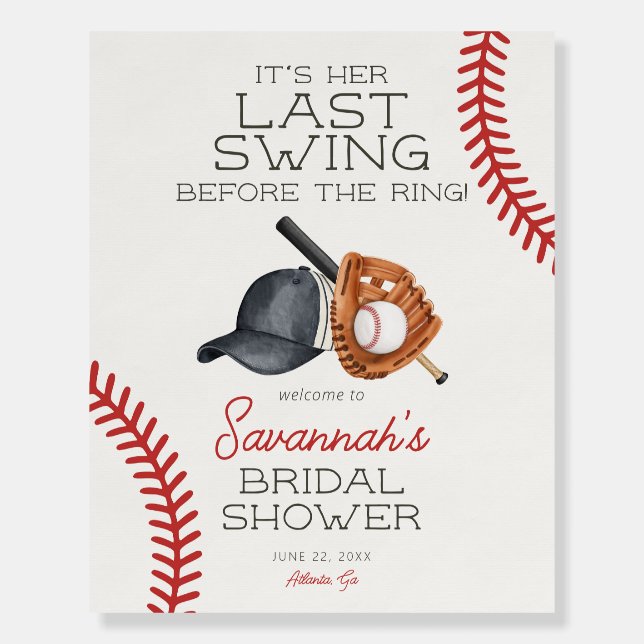 Baseball Last Swing Before the Ring Bridal Shower Foam Board (Front)