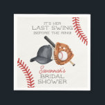 Baseball Last Swing Before The Ring Bridal Shower Napkins<br><div class="desc">It's her last swing before the ring! Step up to the plate and hit a home run with our Classic Baseball theme party decor, perfect for your little rookie's big day! This fun collection captures the timeless charm of America's favorite pastime. Our decor will make your next celebration a grand...</div>