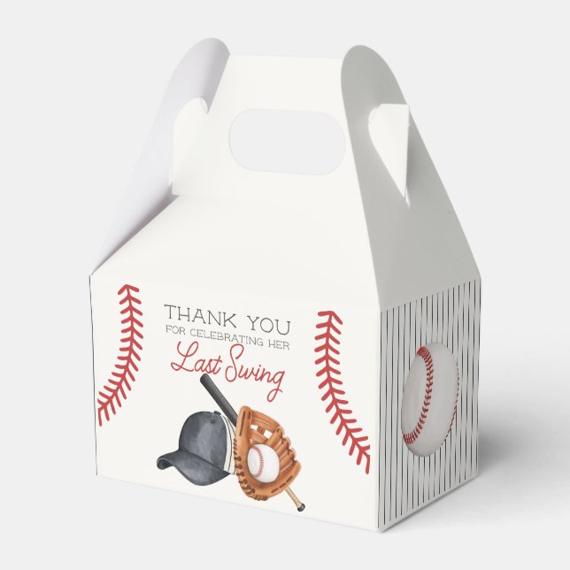 Baseball Last Swing Home Run Bridal Shower Favor Boxes (Front Side)