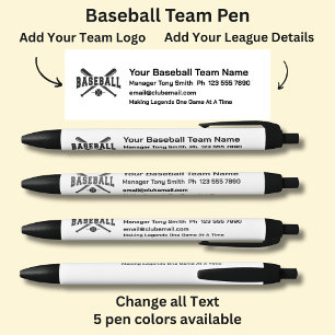 Baseball League Team - Add your own details & Logo Pen