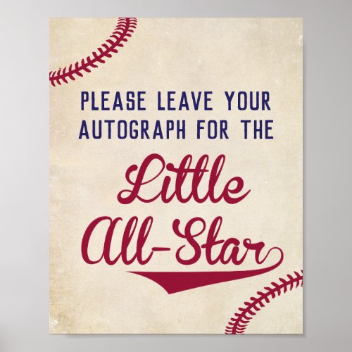 Baseball Leave Your Autograph for Little All Star Poster
