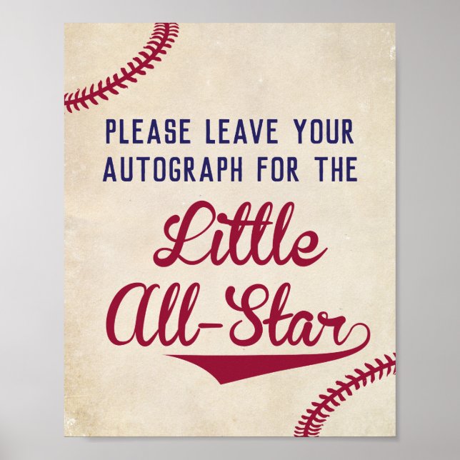 Baseball Leave Your Autograph for Little All Star Poster (Front)