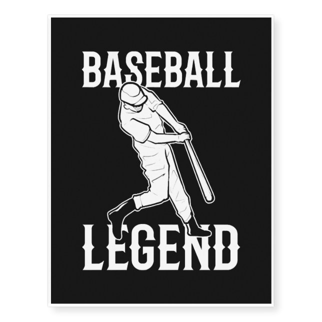 Baseball Legend Baseball Player Temporary Tattoos (Front)