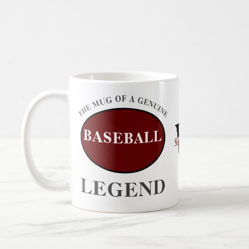 Baseball Legend Monogram Add Your Name Birthday Coffee Mug