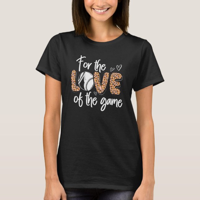 Baseball Leopard Cheetah Pattern Baseball Mom T-Shirt (Front)