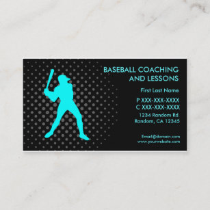 Baseball lessons coaching custom business card